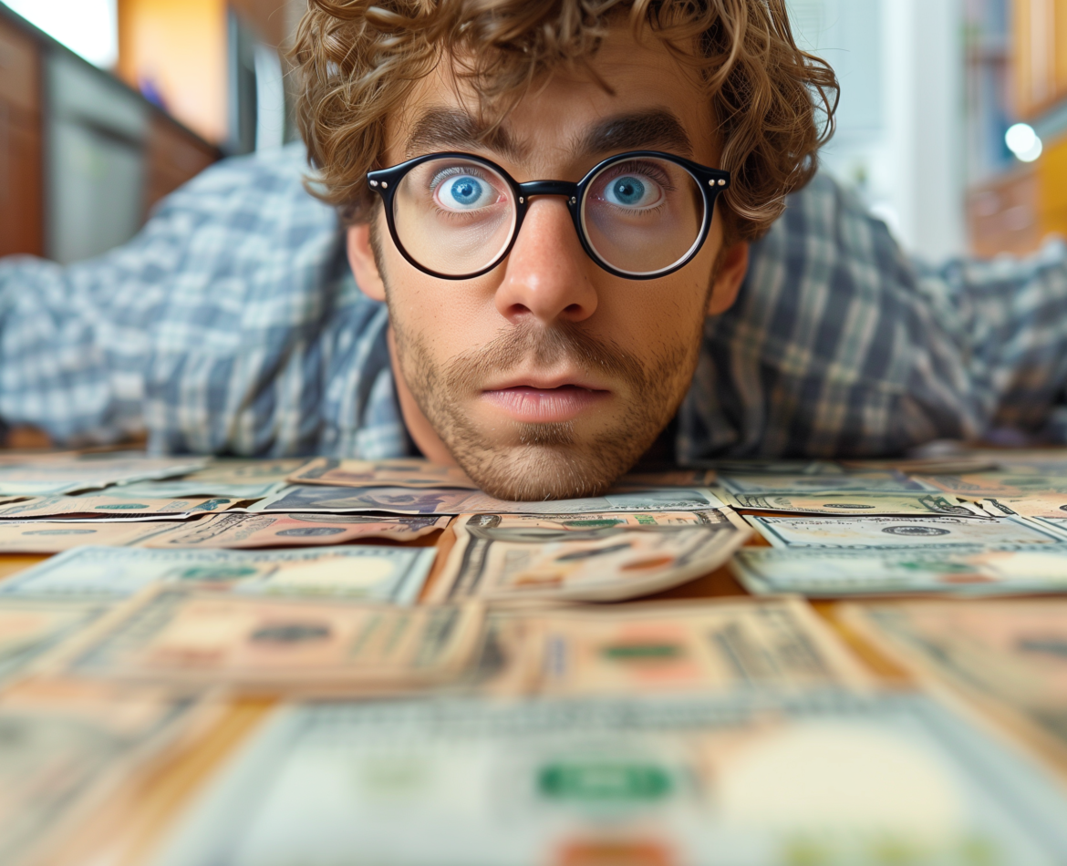 Salarié qui étale ses billets devant lui afin de payer une partie de sa formation professionnelle après la réforme du CPF 2024.