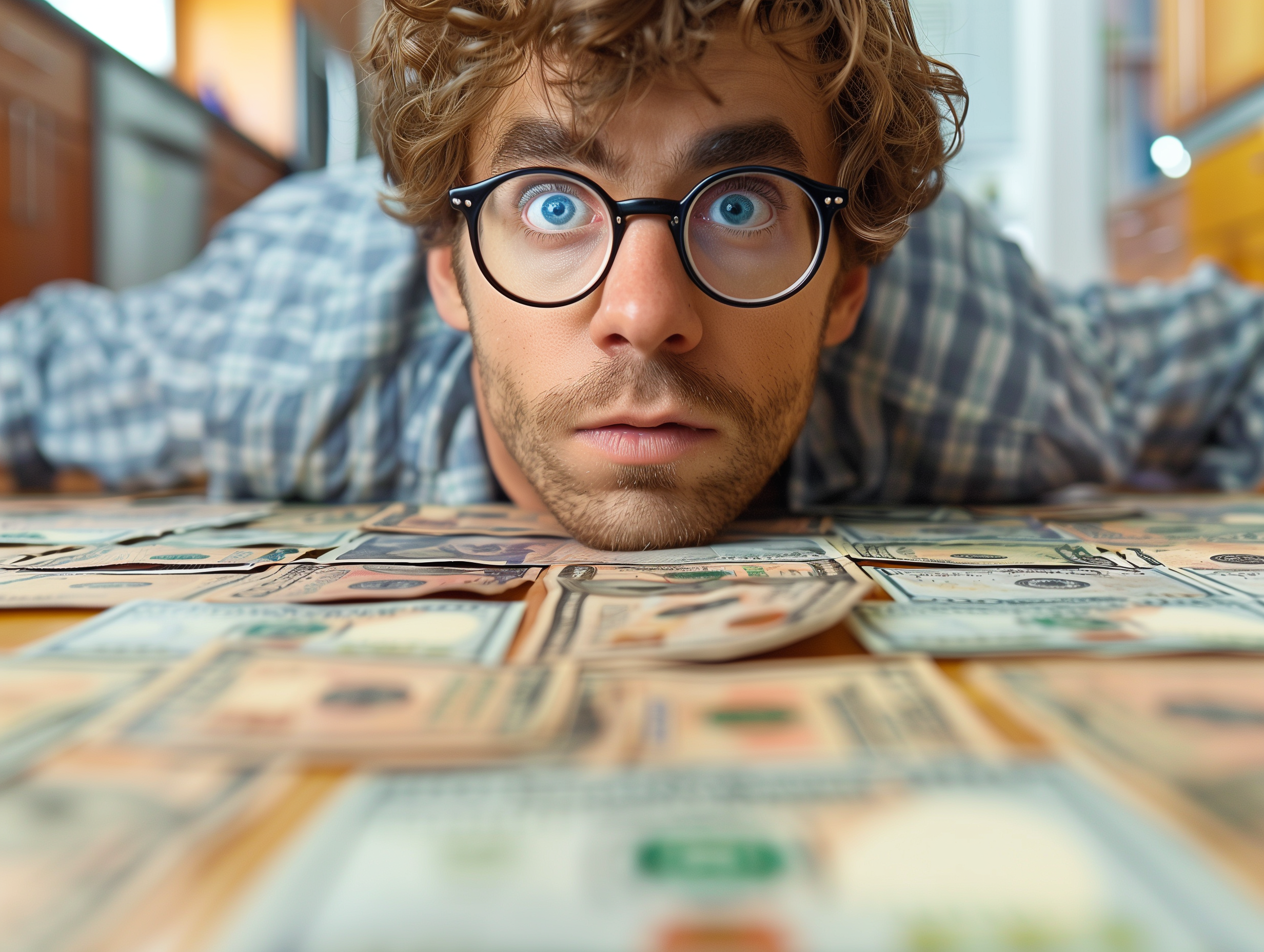 Salarié qui étale ses billets devant lui afin de payer une partie de sa formation professionnelle après la réforme du CPF 2024.